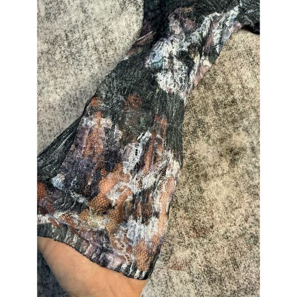 Komarov Abstract Floral Crinkle Charmeuse Lace Midi Dress Size M Romantic Fairy - Picture 10 of 16